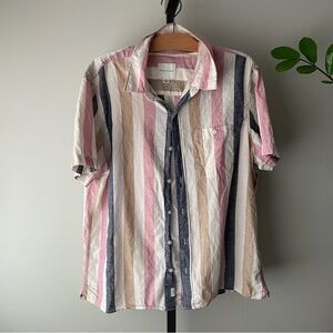 American Eagle 100% Cotton Striped Lightweight Casual Button Down Shirt Mens XL